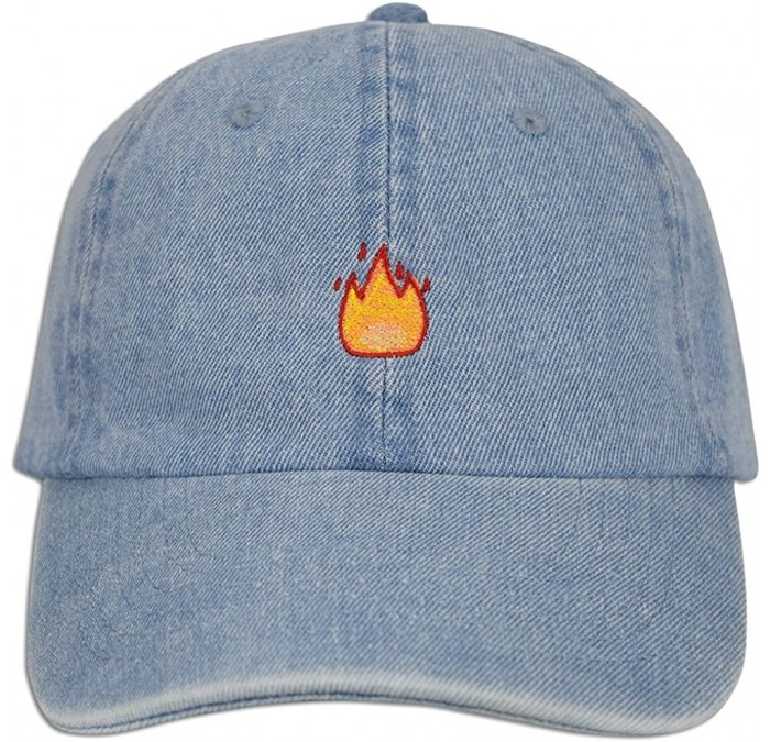 Baseball Caps Fire Emoji Baseball Cap Curved Bill Dad Hat 100% Cotton Lit Hot Flame Solid New - Lt. Blue Denim - CS184WSQWEX ...