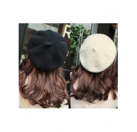 Berets Women Hand Knitted French Beret Hat - Black - CE18AIE27W7 $11.56