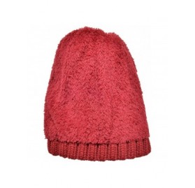 Skullies & Beanies Womens Winter Knit Beanie Hat Warm Fleece Pom Pom Slouchy Skull Ski Caps - Wine Red - CU189NZUQ3Y $10.59