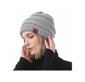 Skullies & Beanies Womens Cable Knit Beanie Thick Soft Warm Winter Hat Chunky Stretchy Slouchy Beanie Hats for Women - Light ...