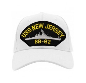 Baseball Caps USS New Jersey BB-62 Hat/Ballcap Adjustable"One Size Fits Most" - White - CM18W8I9AUG $20.18