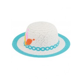 Sun Hats Girls Large Brim Sunhat Wavy Beach Straw Hat Cute Sun Cap - Blue 5 - C3189X6DOO4 $13.59