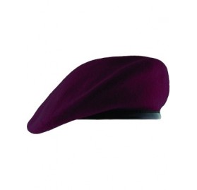 Berets Unlined Beret with Leather Sweatband (7- Maroon) - C412D8MW3ET $13.32