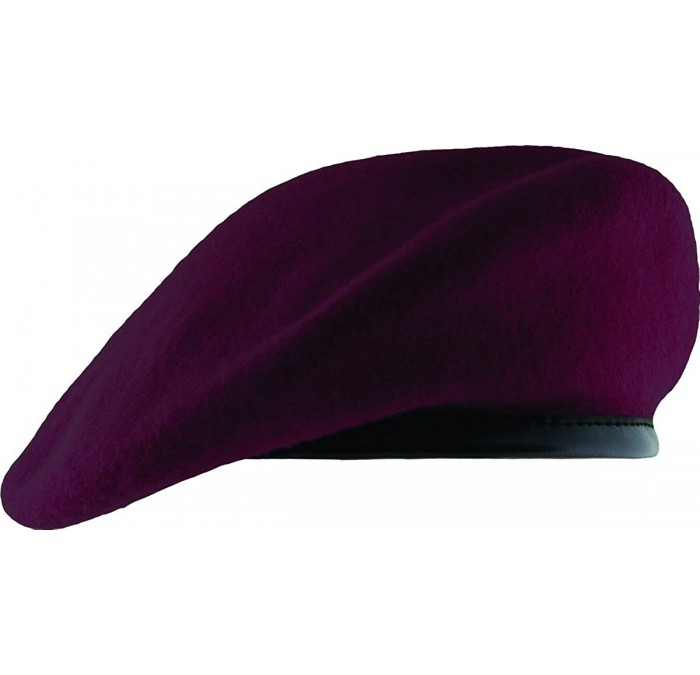 Berets Unlined Beret with Leather Sweatband (7- Maroon) - C412D8MW3ET $29.78