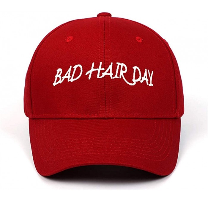 Baseball Caps Bad Hair Day Letter Embroidered Curved Adjustable Baseball Cap- Love Hat-Cotton Cap - Wine Red - CT199LN9KTY $1...