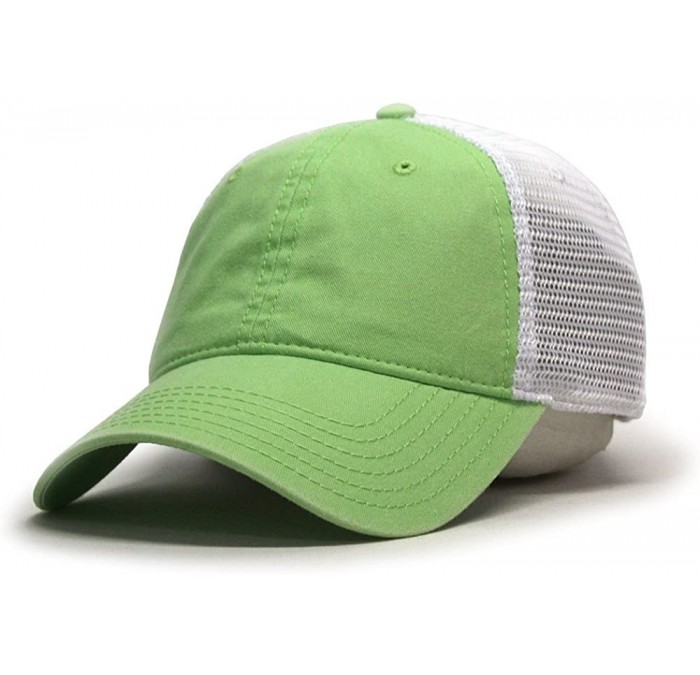 Baseball Caps Vintage Washed Cotton Soft Mesh Adjustable Baseball Cap - Lime/Lime/White - C4189WH5CY3 $9.45
