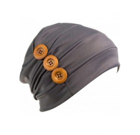 Skullies & Beanies Print Flower Cap Cancer Hats Beanie Stretch Casual Turbans for Women - Button-(black+gray) - CC18DKYSMXW $...
