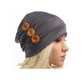 Skullies & Beanies Print Flower Cap Cancer Hats Beanie Stretch Casual Turbans for Women - Button-(black+gray) - CC18DKYSMXW $...