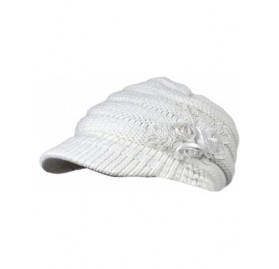 Berets Korean Version Womens Cap Winter Ladies Hat Brim Sequin Applique - White - CX18I8NTSMH $10.88