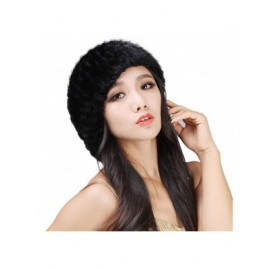 Berets Women's Knitted Mink Fur Beret Hat Winter Fur Hat - Black - CY1255CC1ZB $109.13