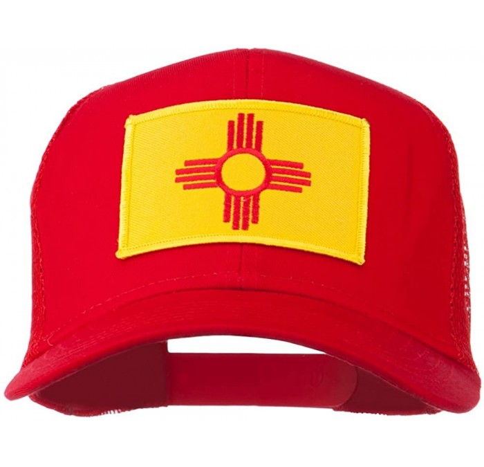 Baseball Caps New Mexico State Flag Patched Mesh Cap - Red - CK11TX74MPR $31.12