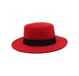 Fedoras Fedora Hats Wool Boater Flat Top Hat for Women's Felt Wide Brim Laday Prok Pie Chapeu De Feltro Bowler Gambler - CC18...