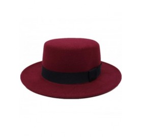 Fedoras Fedora Hats Wool Boater Flat Top Hat for Women's Felt Wide Brim Laday Prok Pie Chapeu De Feltro Bowler Gambler - CC18...