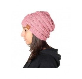 Skullies & Beanies Knit Beanie Trendy Warm Chunky Thick Soft Warm Winter Hat Beanie Skully - Pink - C1189LNSILH $9.35