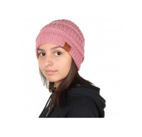 Skullies & Beanies Knit Beanie Trendy Warm Chunky Thick Soft Warm Winter Hat Beanie Skully - Pink - C1189LNSILH $9.35