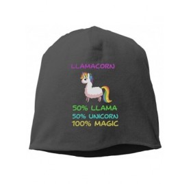 Skullies & Beanies Llamacorn Cute Llama Unicorn Beanies Cap For Men Women - Black - CO186TCOETO $18.46