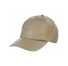 Baseball Caps Soft PU Leather Perforated Precurved Baseball Cap - Taupe - CW12FJIXX5N $12.81
