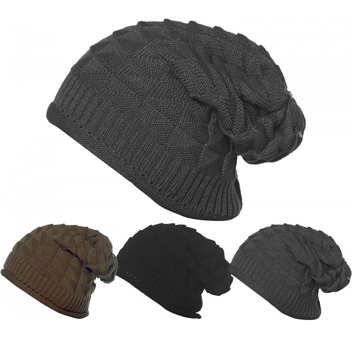 Skullies & Beanies 3 Pack Womens Winter Knit Headband & Hairband Ear Warmer & Beanies - Khaki-black-ch - C818579944Y $36.44