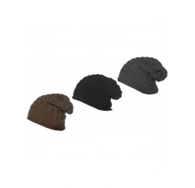 Skullies & Beanies 3 Pack Womens Winter Knit Headband & Hairband Ear Warmer & Beanies - Khaki-black-ch - C818579944Y $18.45