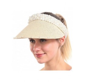 Sun Hats Women Sun Visor Hats Beach - Foldable Roll Up Wide Brim Bowknot Summer Straw Hat Cap Cruise wear for Womens - CR193Y...
