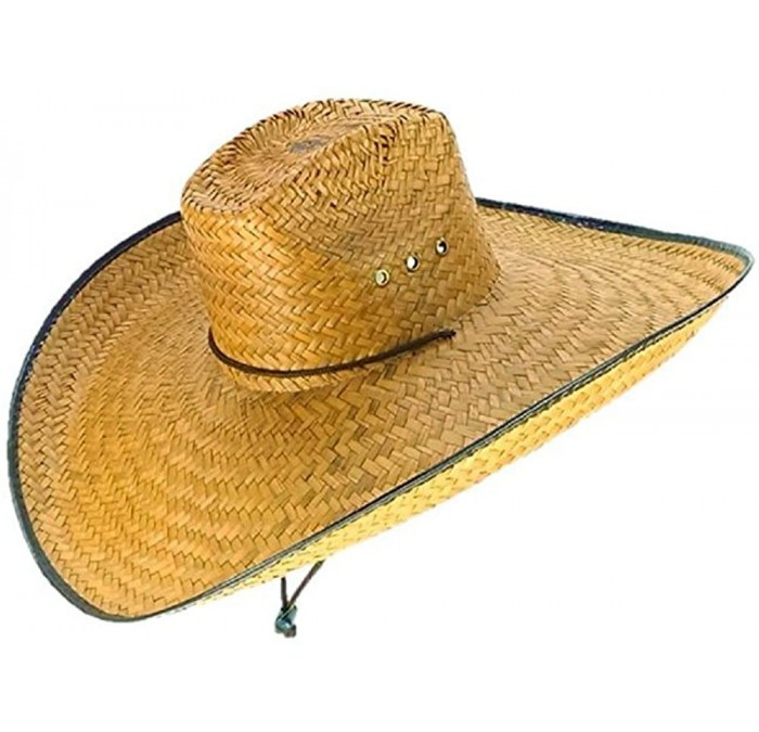 Sun Hats Double Weaved Ranch Style Hat Universal Fit Wide Brim Straw Hat - CQ18EKZXYNG $61.23