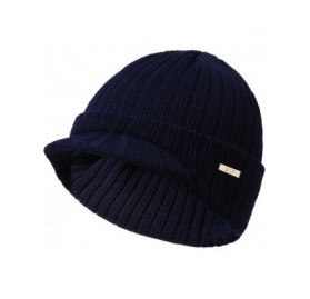 Skullies & Beanies Men Women Knit Hats Baggy Winter Warm Wool Crochet Ski Beanie Skull Slouchy Cap - Navy - CD18H33ILNC $17.75