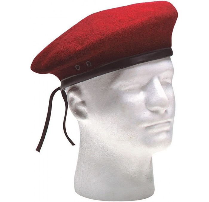 Berets Classic Wool Military Beret with Eyelets Army Hat - Red - CJ18EDRQE3W $55.13