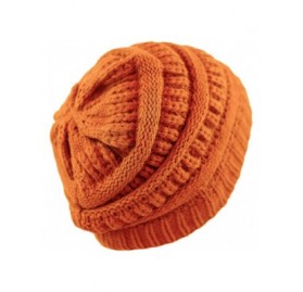 Skullies & Beanies Soft Stretch Cable Knit Warm Chunky Beanie Skully Winter Hat - 1. Solid Orange - CI18XMZOLEC $11.59