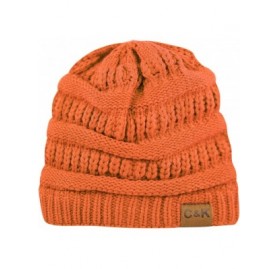 Skullies & Beanies Soft Stretch Cable Knit Warm Chunky Beanie Skully Winter Hat - 1. Solid Orange - CI18XMZOLEC $11.59