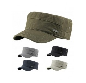 Newsboy Caps Women Men Washed Cotton Cadet Army Cap Basic Cap Military Style Hat Flat Top Cap Baseball Cap - Army Green 4 - C...