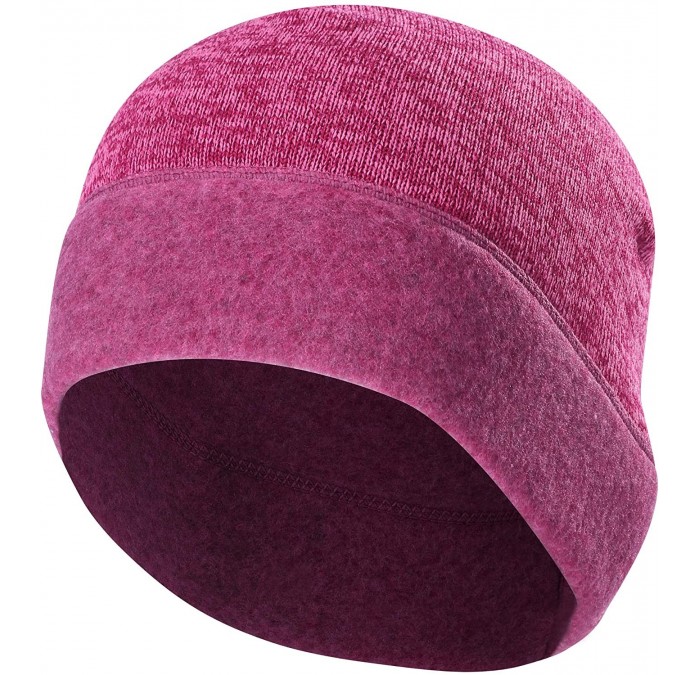 Skullies & Beanies Skull Cap Helmet Liner Winter Thermal Fleece Beanie Windproof Hat - Pink No Hole - CS18ISGU68X $18.29