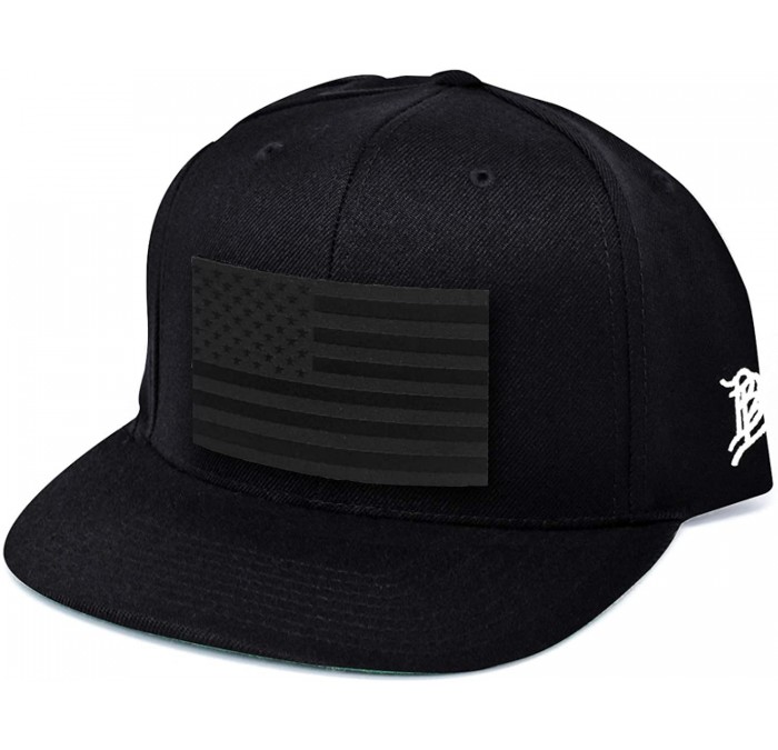 Baseball Caps 'Midnight Salute' Black Leather Patch Classic Snapback Hat - One Size Fits All - Black - C6194WSMO6U $50.55