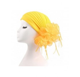 Skullies & Beanies Women's Strench Chemo Hat Beanie Flowers Wrap Cap Muslim Turban Headwear for Cancer - Yellow - CI18E8T2RDQ...