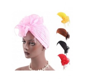 Skullies & Beanies Women's Strench Chemo Hat Beanie Flowers Wrap Cap Muslim Turban Headwear for Cancer - Yellow - CI18E8T2RDQ...