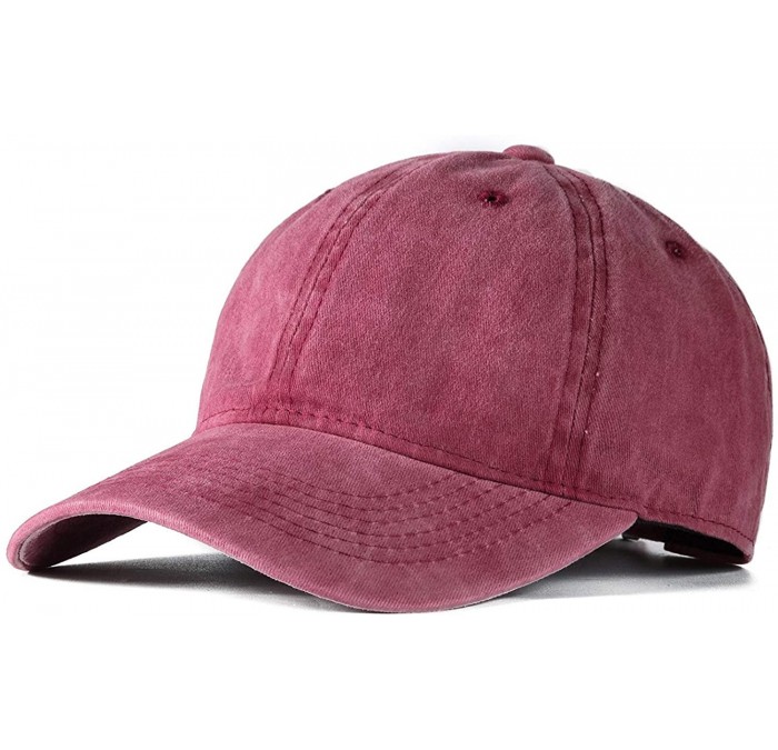 Baseball Caps Vintage Washed Twill Cotton Baseball Caps Low Profile Dad Hat - Red - CK18R286Y29 $10.50