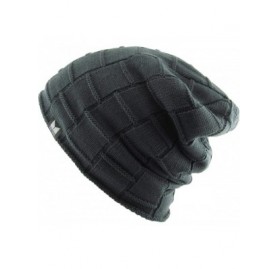 Skullies & Beanies Super Warm Slouchy Fleeced Long Beanie Warm Fur Lined Winter Knit Hat Thick Skull Cap - CC18GL5E5IX $22.45