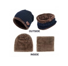 Skullies & Beanies 3pcs Winter Beanie Hat Scarf Touching Screen Gloves Set-Warm Knit Hat Thick Knit Skull Cap for Men Women -...