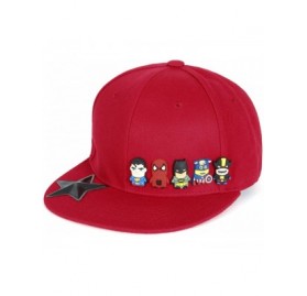 Baseball Caps Cute Superheroes Rubber Charms Flat Bill Snapback Hat Baseball Cap - Red - CT12FXL7P19 $32.02