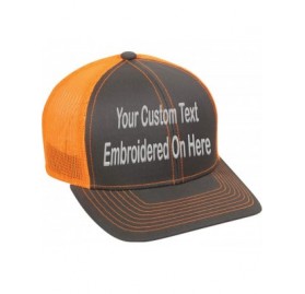 Baseball Caps Custom Trucker Mesh Back Hat Embroidered Your Own Text Curved Bill Outdoorcap - Charcoal/Neon Orange - CM18K5E2...