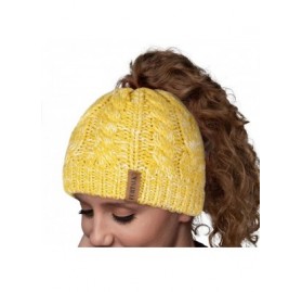 Skullies & Beanies Women Hat Knit Skull Beanie Winter Outdoor Runner Messy Bun Ponytail Cap - 17-mix Yellow - CX18M07E35N $10.05