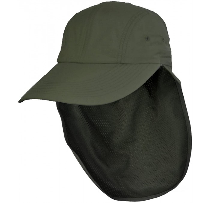Sun Hats UPF 50+ Neck Flap Adjustable Baseball Cap - Olive Green - C718G0NXTCH $53.72