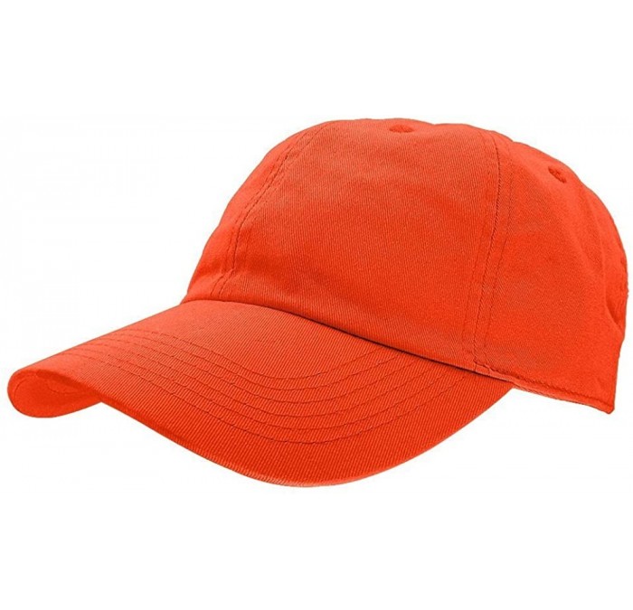 Baseball Caps Baseball Caps Dad Hats 100% Cotton Polo Style Plain Blank Adjustable Size - Orange - CI18EZ0RRUL $19.79