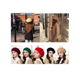 Berets French Wool Berets Hat Artist Casual Fashion Winter Warm Beanie Cap for Women - Brown - C918NHLTER4 $12.34