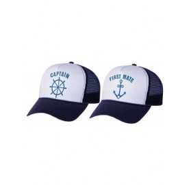 Baseball Caps Funny Captain & First Mate Nautical Sailing Matching Mesh Caps Set Couples Gift - C4189ZWMMLQ $16.49