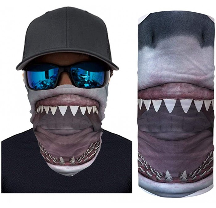 Balaclavas Cool 3D Animal Print Bandana for Men Women Neck Gaiter Scarf Dust Wind Balaclava Headband - Shark - CM197Y6UILX $2...