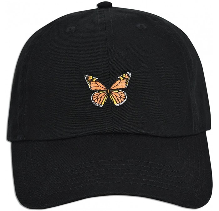Baseball Caps Monarch Butterfly Embroidered Dad Cap Hat Adjustable Polo Style Unconstructed - Black - CG185E36I30 $23.89
