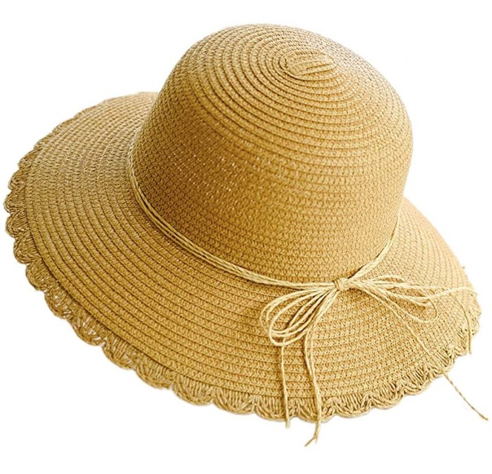 Sun Hats Cute Girls Sunhat Straw Hat Tea Party Hat Set with Purse - Adult-khaki 3 - CJ193X384UO $25.60