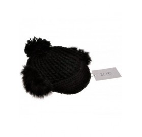 Skullies & Beanies Women Fashion Winter Warm Knitted Short Birm Hat Cap with Rabbit Fur Earflaps - Black - C81266XW8PB $13.02