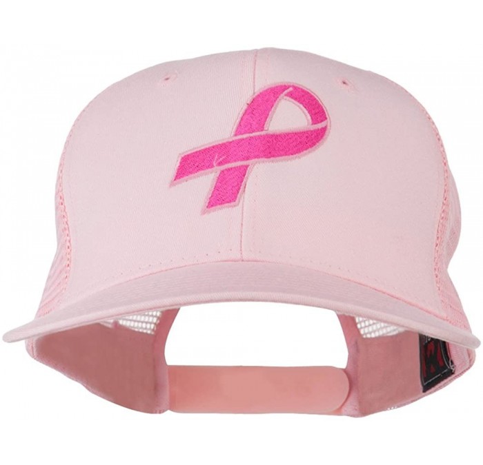 Baseball Caps Hot Pink Ribbon Breast Cancer Embroidered Mesh Back Cap - Pink - C511MJ476AD $45.29