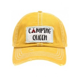Baseball Caps Baseball Distressed Embroidered Adjustable - Camping Queen -Yellow - CN18Y2GARN6 $14.83